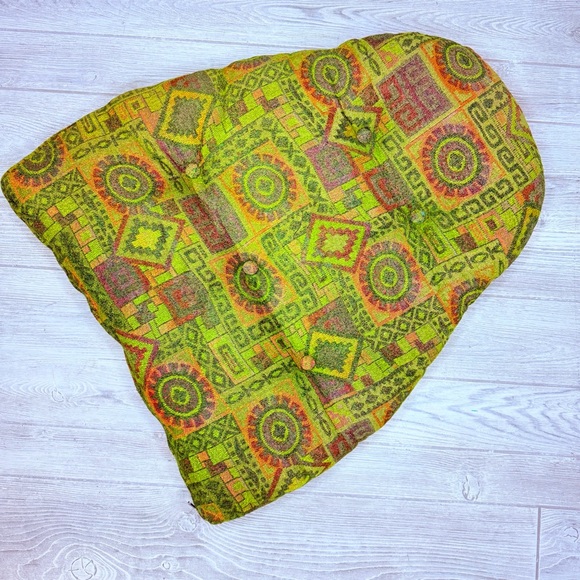 Vintage large 1970 oblong tufted plush cushion pillow home decoration